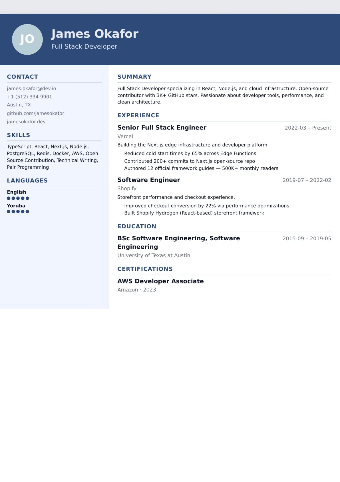 Cross Archetype Stress Resume Template