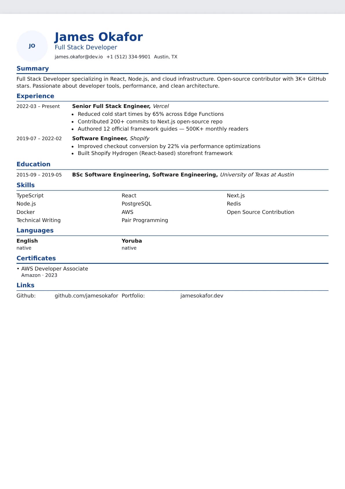 Len Line Resume Template