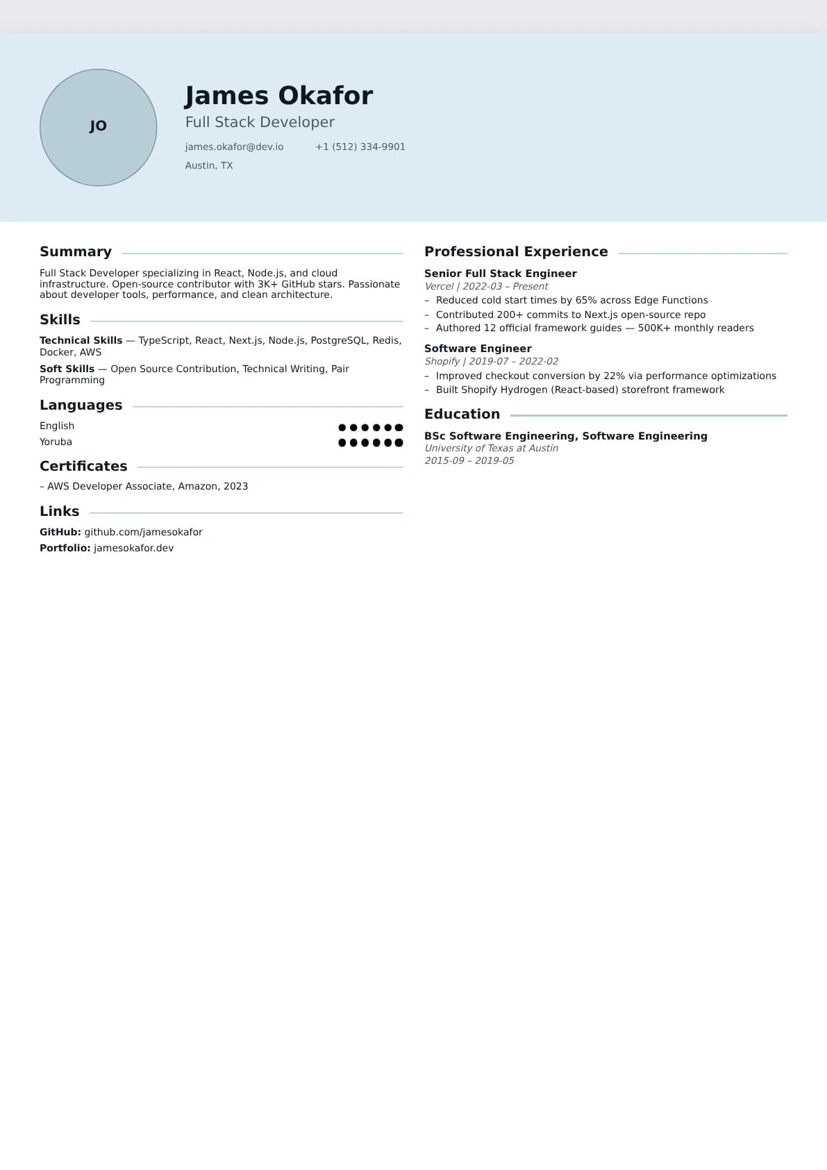 Professional Grid Resume Template