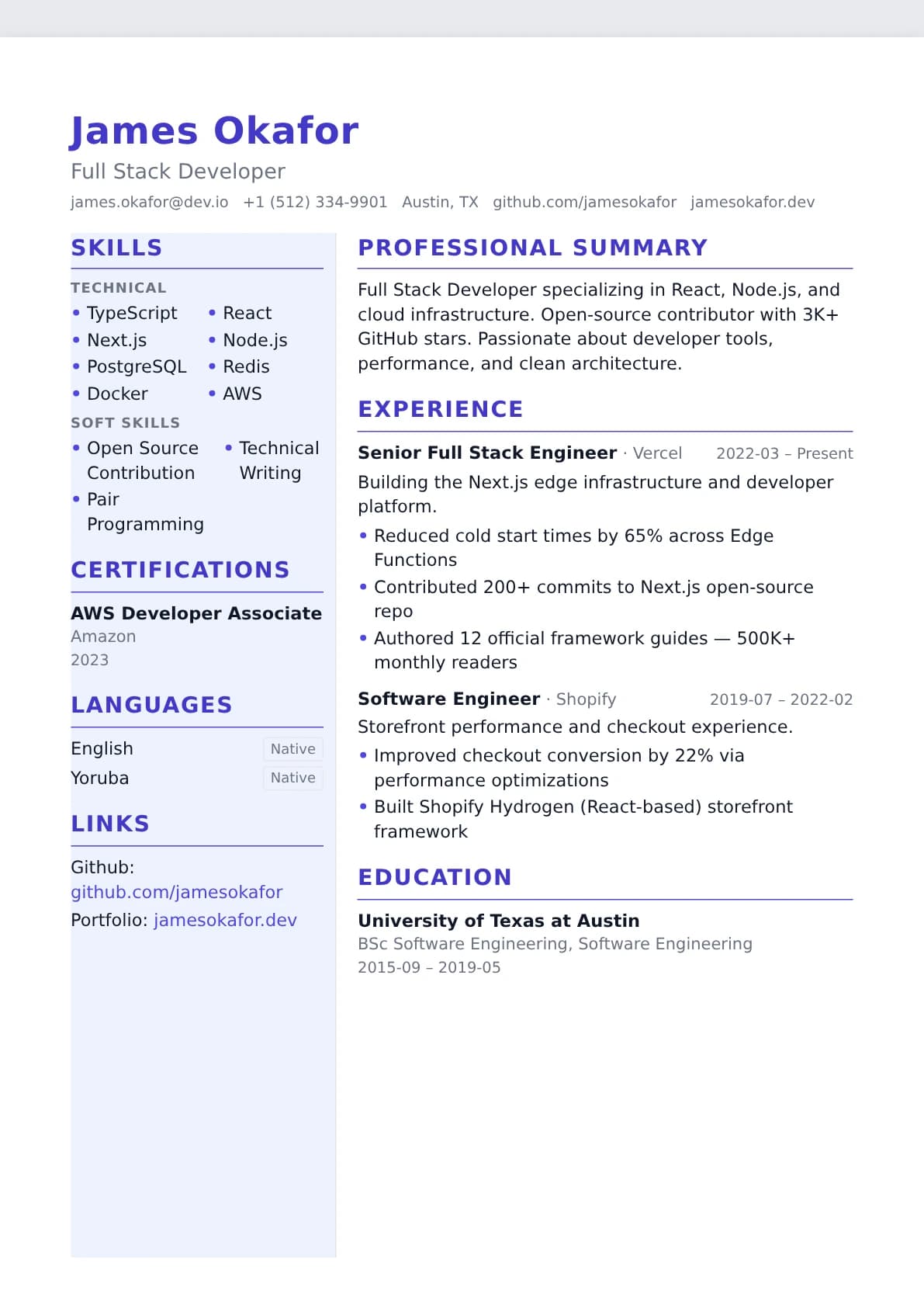 Tech Resume Template
